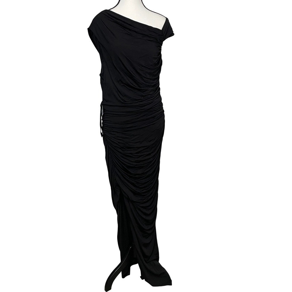 BCBGMAXAZRIA Womens Ruched Maxi Dress Evening Gown Glamour Elegant Sleek Large‎